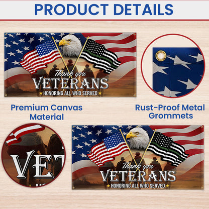 Veterans Day Thank You Veterans, American Eagle Memorial Veteran Fence Banner TPT1643FB