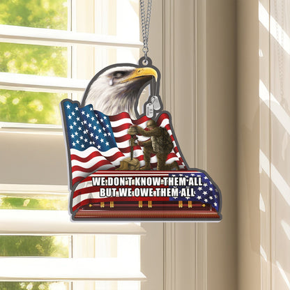 Veterans We Owe Them All, Memorial Patriotic Eagle American Suncatcher Acrylic Hanging TPT2201AS