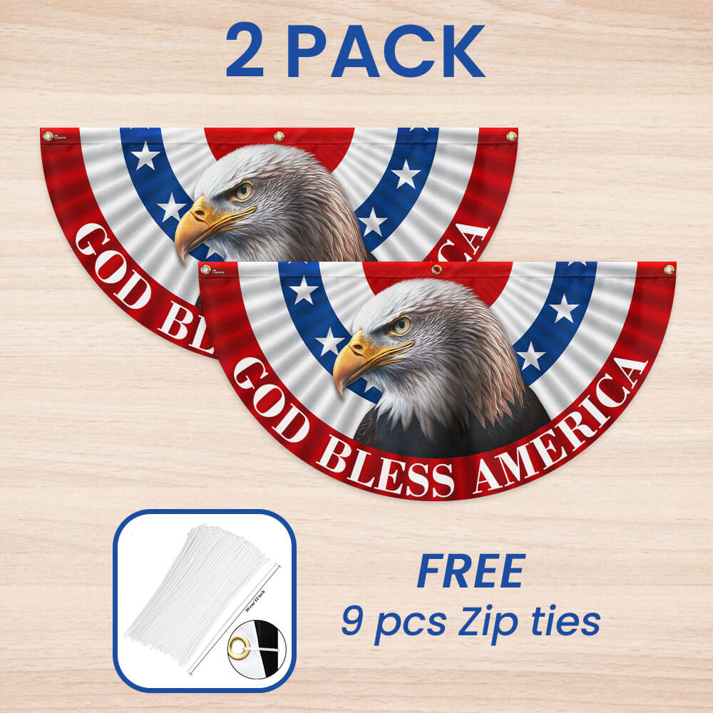 Flagwix American Flag - Eagle God Bless America Non-Pleated Fan Flag MLN3145FL