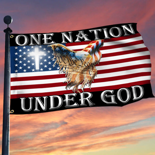 Flagwix American Flag - One Nation Under God Patriotic Eagle American Grommet Flag TPT1310GF