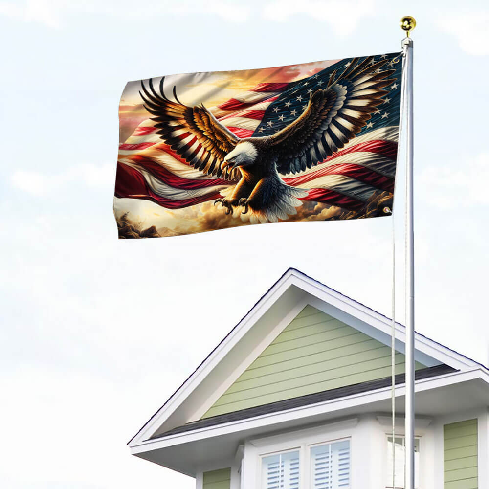Patriotic Eagle American Grommet Flag TQN2567GF