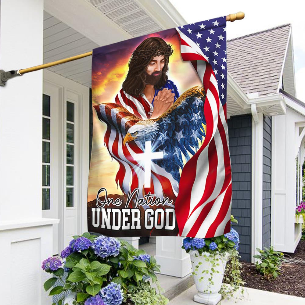 Flagwix American Flag - One Nation Under God, Patriotic Eagle Jesus Christian American Flag TPT902F