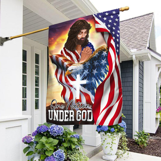 Flagwix American Flag - One Nation Under God, Patriotic Eagle Jesus Christian American Flag TPT902F