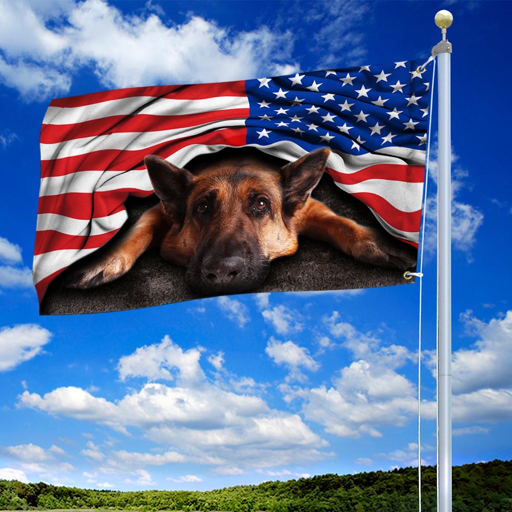 German Shepherd American Patriot US Grommet Flag THH2903GFv1