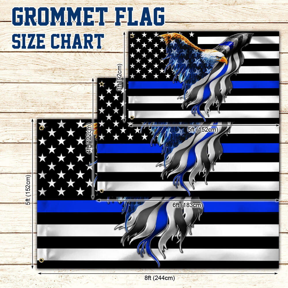 The Thin Blue Line. Police. Law Enforcement American Eagle Flag THB3482GFv3