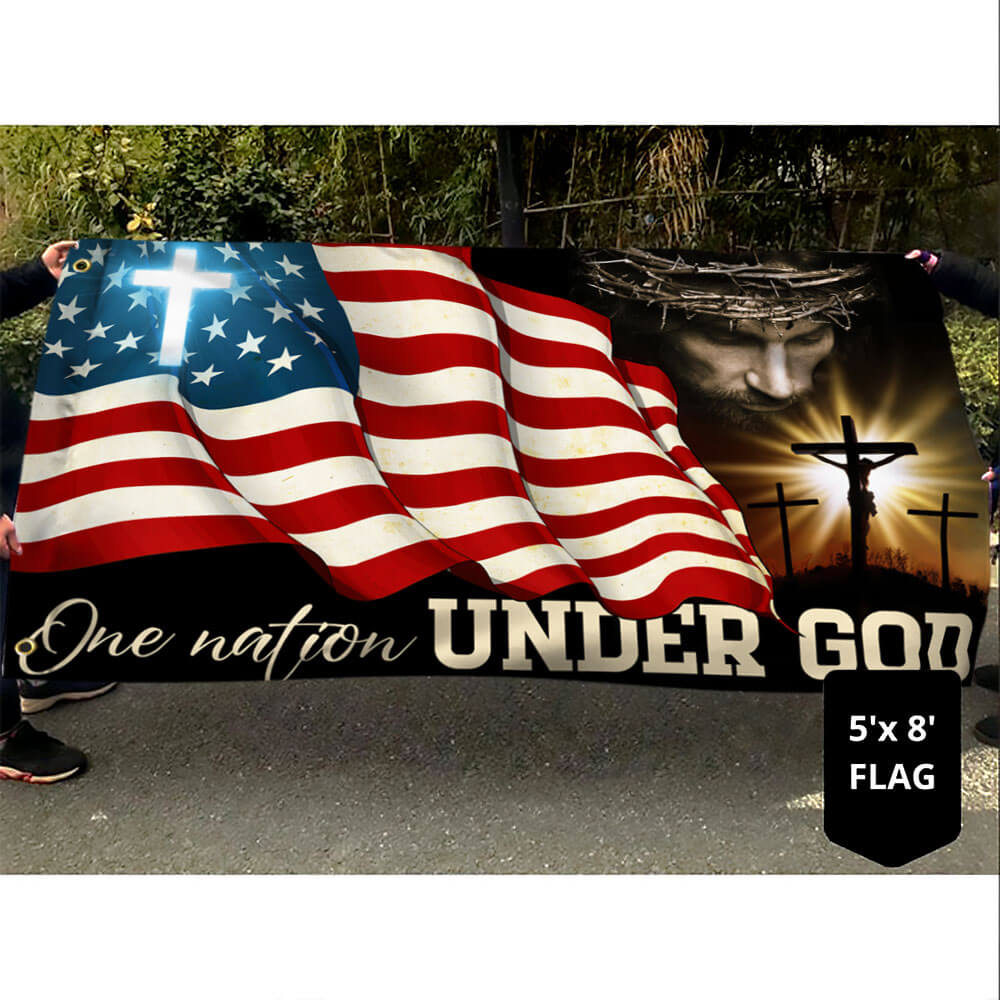 Flagwix American Flag - One Nation Under God, Jesus Christian Patriotic American Grommet Flag TPT841GF
