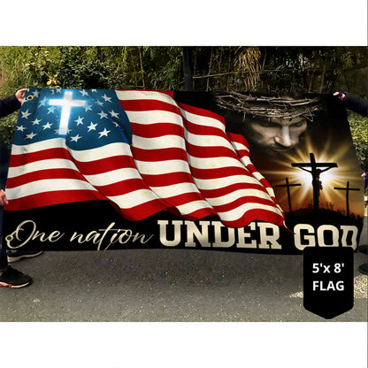 Flagwix American Flag - One Nation Under God, Jesus Christian Patriotic American Grommet Flag TPT841GF