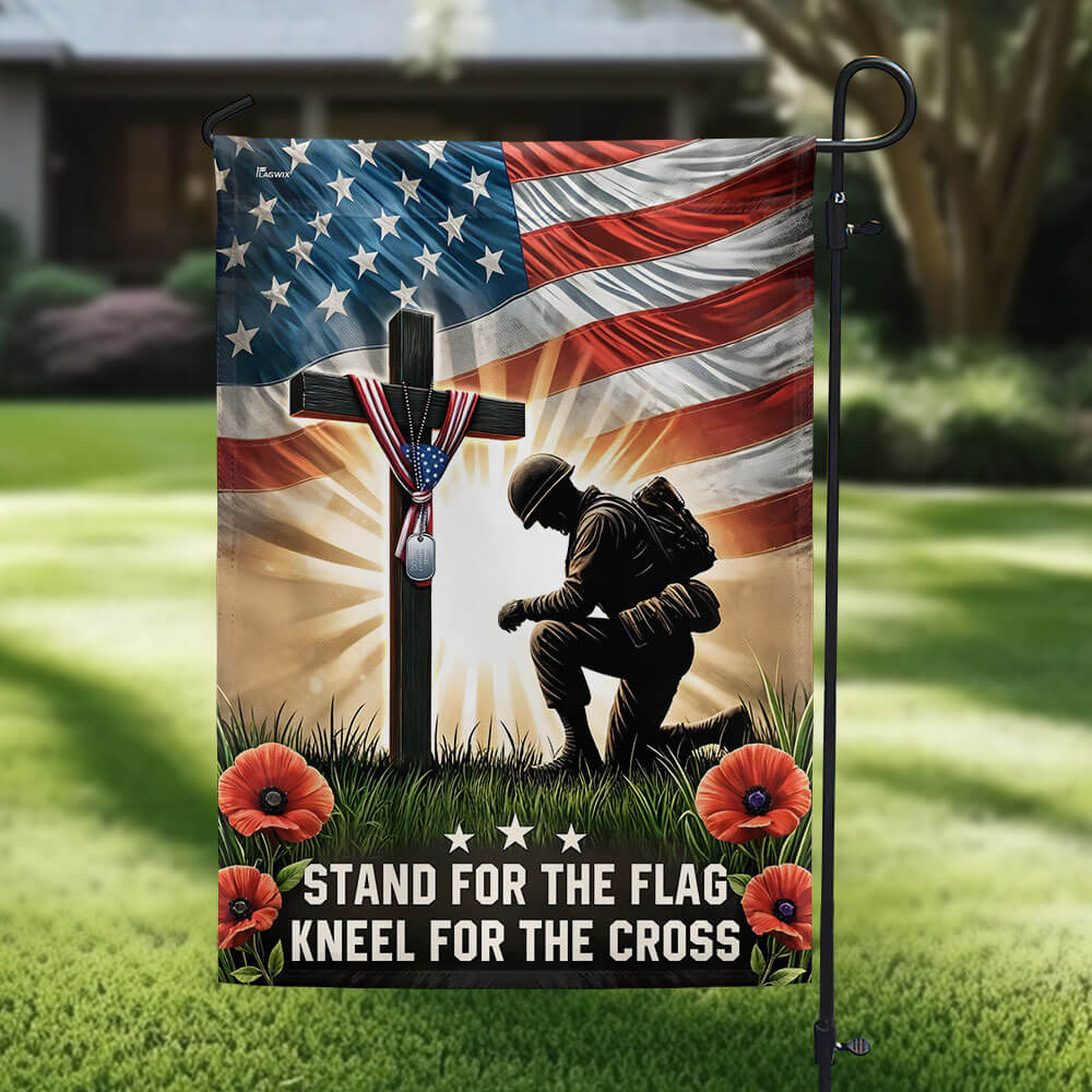 US Veteran Honor The Fallen Flag Stand for the Flag Kneel for the Cross Flag MLN5775TNB