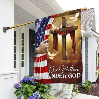 Flagwix American Flag - One Nation Under God Christian Cross American Flag TPT1317F