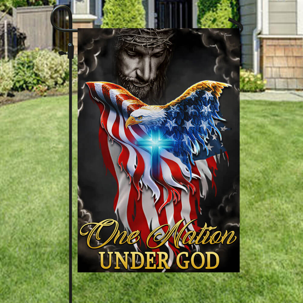 Flagwix American Flag - One Nation Under God Jesus Christian Cross American Eagle Flag TPT810F
