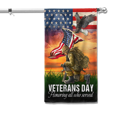 Veterans Day Honoring All Who Served Kneeling Flag American Soldier MLN2026F