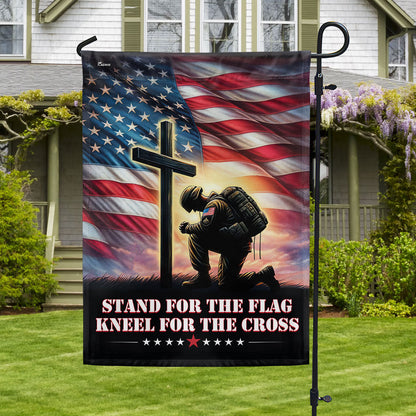 FLAGWIX  Veteran Kneeling Christ Cross Stand For The Flag Kneel For The Cross Flag MLN2354F