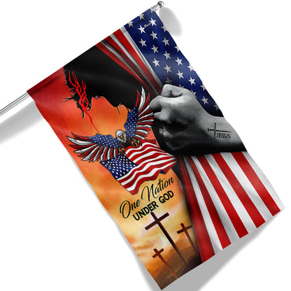 Jesus American One Nation Under God  Eagle Flag MLN1574F