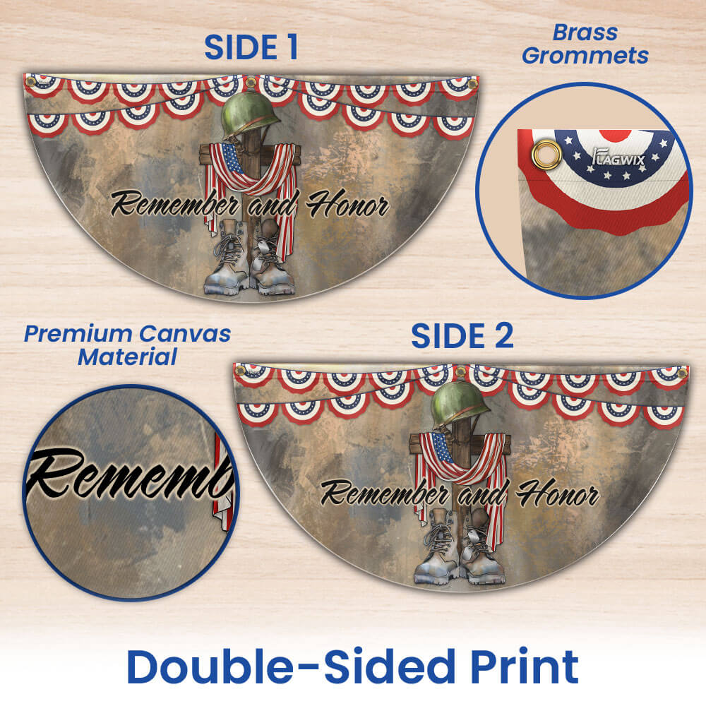Memorial Day Flag Remember And Honor Veteran Non-Pleated Fan Flag TPT1844FL