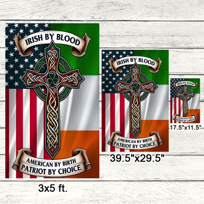 FLAGWIX  Irish Celtic Cross Saint Patrick's Day Flag Irish By Blood American By Birth Patriot By Choice MLN2550F