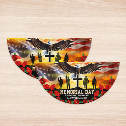 Memorial Day Forever In Our Hearts Non-Pleated Fan Flag VTM1208NTH