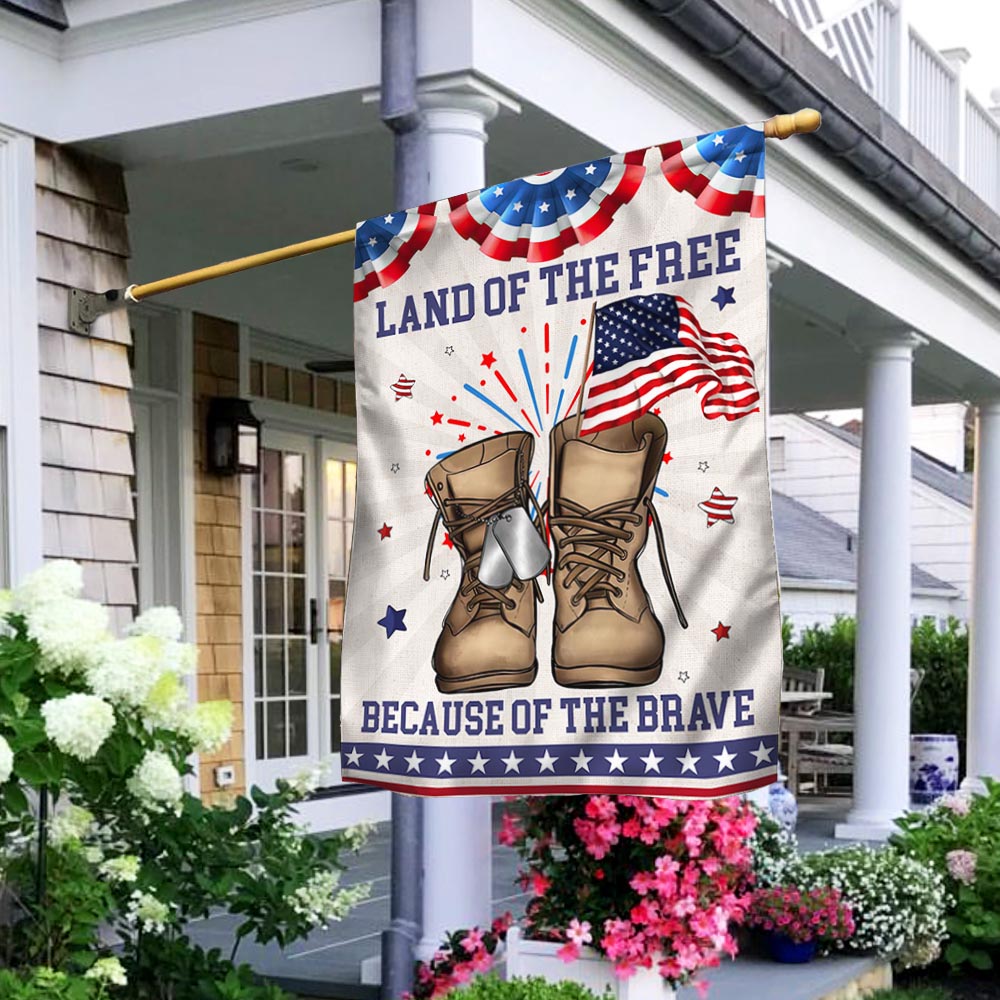 Flagwix American Flag - Land Of The Free Because Of The Brave Veteran Boots Independence Day Patriotic Flag MLN1418F
