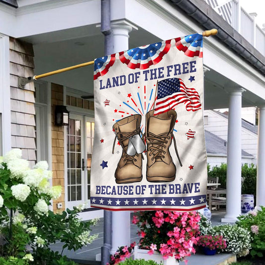 Flagwix American Flag - Land Of The Free Because Of The Brave Veteran Boots Independence Day Patriotic Flag MLN1418F