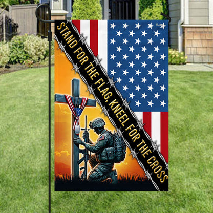 Memorial Day Stand For The Flag, Veteran Christian Cross Memorial America Flag TPT1609F