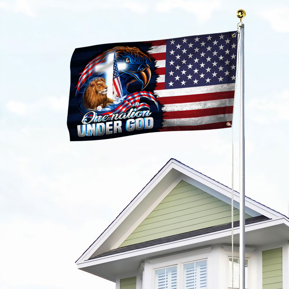 Lion of Judah Lamb of God Flag One Nation Under God Eagle American Grommet Flag MLN328GF