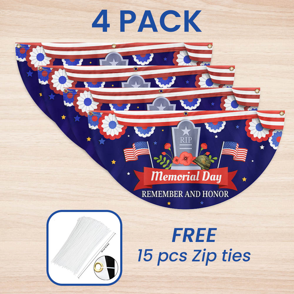 Memorial Day Remember and Honor Veteran Non-Pleated Fan Flag MLN2722FL