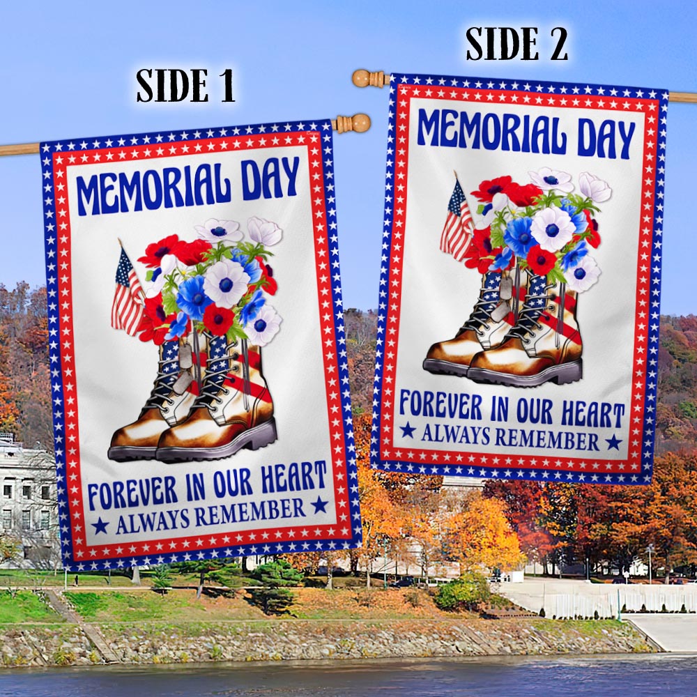 Memorial Day Veteran Boots Forever In Our Heart Always Remember Flag MLN1175F