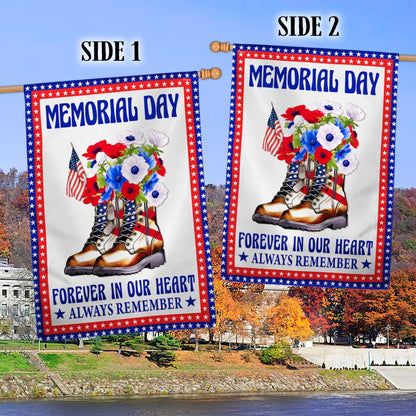 Memorial Day Veteran Boots Forever In Our Heart Always Remember Flag MLN1175F