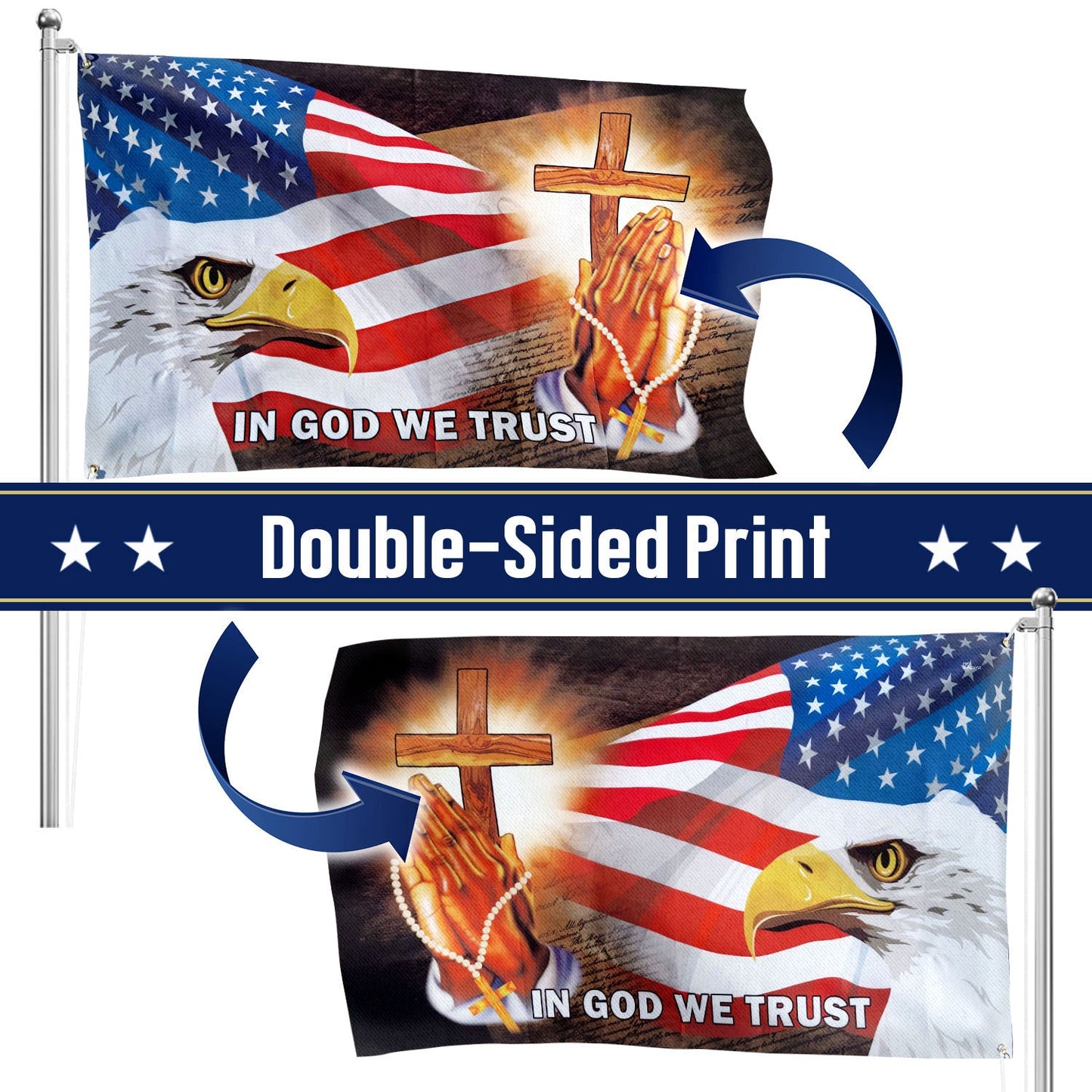 American Eagle In God We Trust Grommet Flag MBH155GF