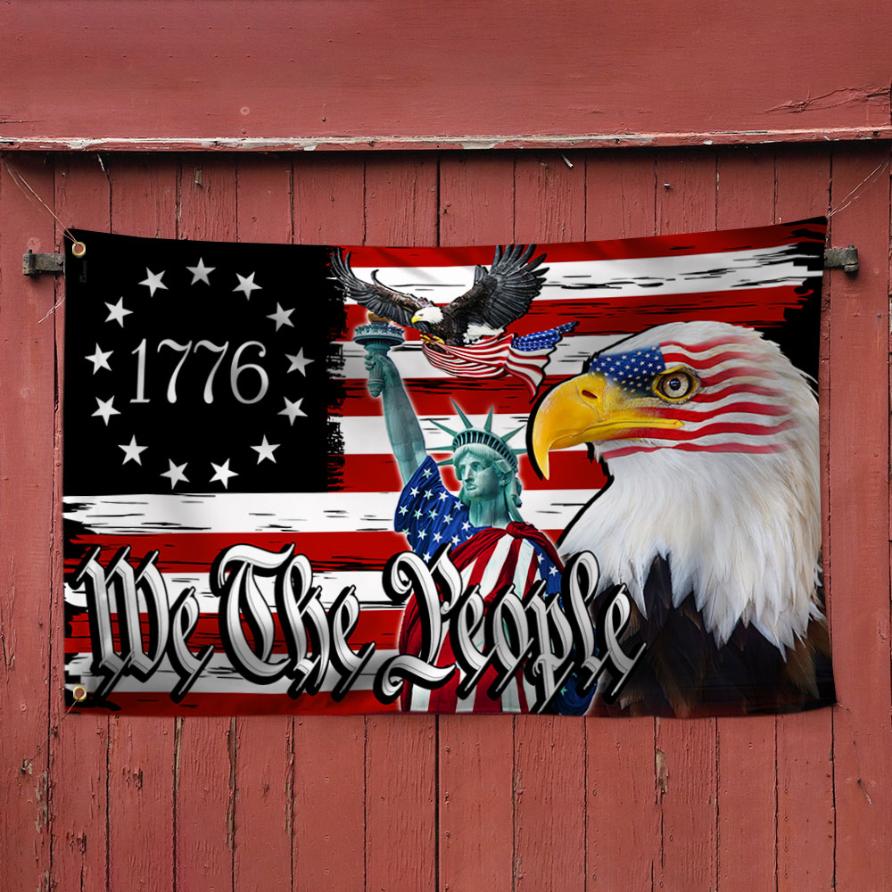 American Patriotic Eagle We The People 1776 Grommet Flag MLN810GF