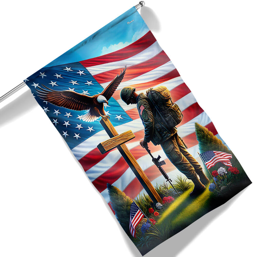 Memorial Day FLAGWIX  Veteran Standing For The Flag Kneel For The Cross Eagle Flag MLN2440F