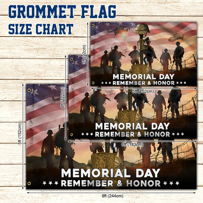 Memorial Day Flag Remember And Honor Veterans Grommet Flag TPT1669GF