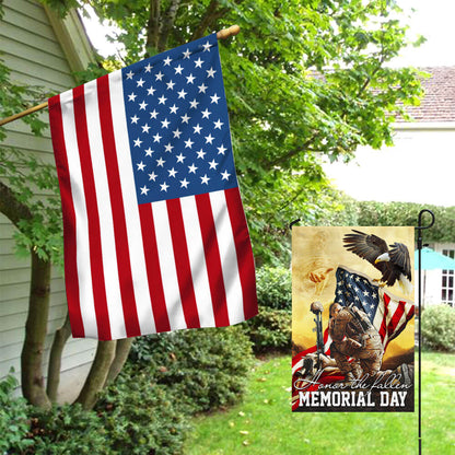 Memorial Day. Remember and Honor Veteran American Eagle Two-Sided Flag TPT787F