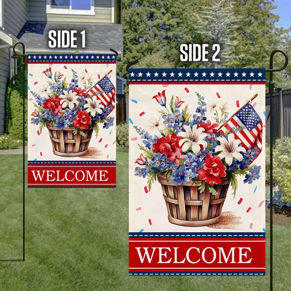 Flagwix American Flag - Welcome Floral Patriotic Flower 4th Of july American Flag TQN1348F