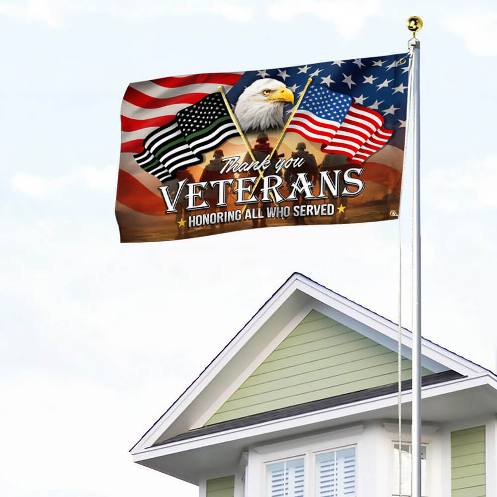 Thank You Veterans, American Eagle Memorial Veteran Day Flag TPT66GFv1n