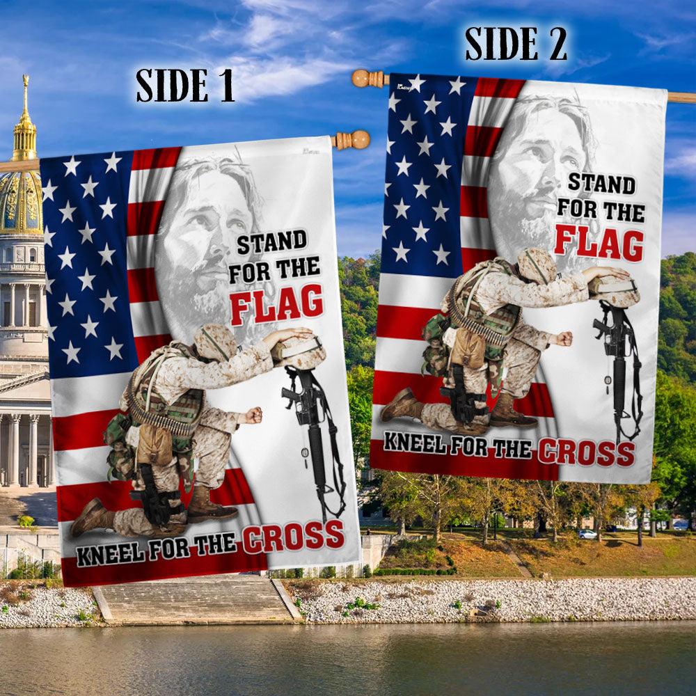 Veteran Jesus Christ Kneeling For The Cross Memorial Honoring Fallen Soldiers Veterans Flag MLN2007F