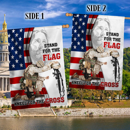 Veteran Jesus Christ Kneeling For The Cross Memorial Honoring Fallen Soldiers Veterans Flag MLN2007F