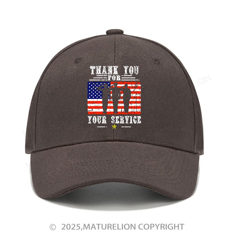 Maturelion Baseball Cap Veterans Day Thank You For Your Service Cap (Free Customization)