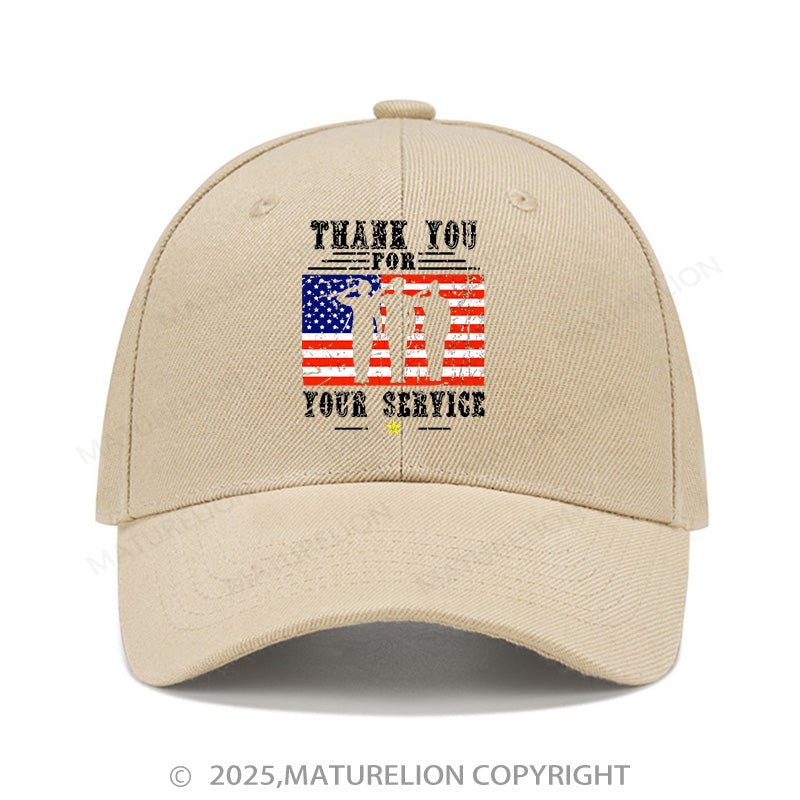 Maturelion Baseball Cap Veterans Day Thank You For Your Service Cap (Free Customization)