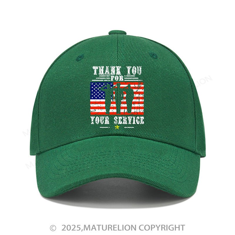 Maturelion Baseball Cap Veterans Day Thank You For Your Service Cap (Free Customization)