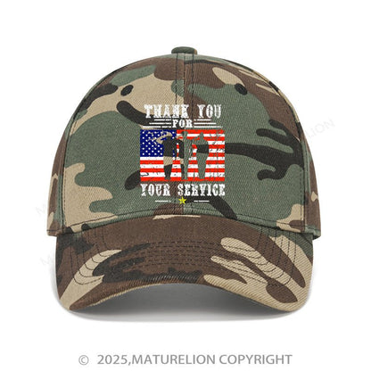 Maturelion Baseball Cap Veterans Day Thank You For Your Service Cap (Free Customization)