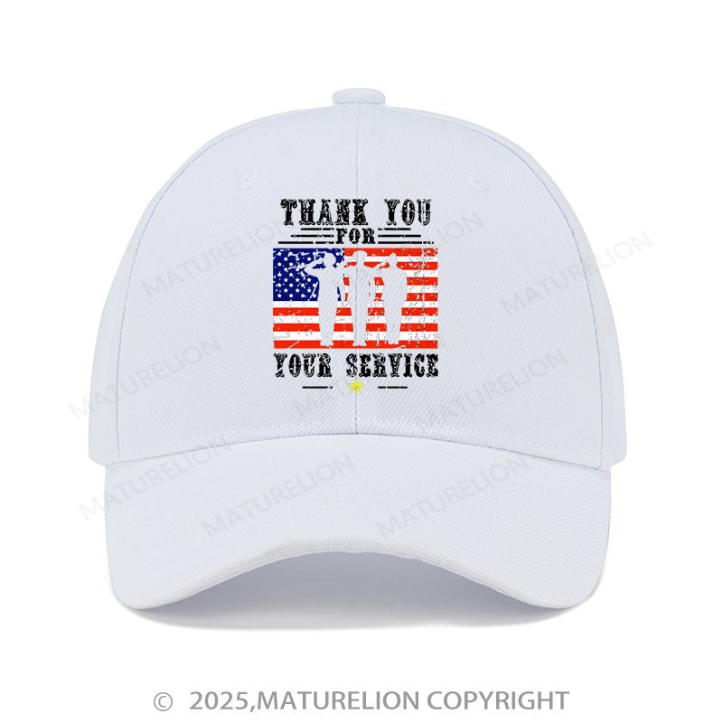 Maturelion Baseball Cap Veterans Day Thank You For Your Service Cap (Free Customization)