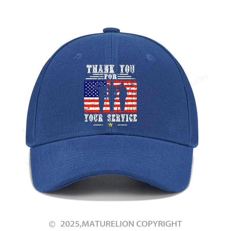 Maturelion Baseball Cap Veterans Day Thank You For Your Service Cap (Free Customization)