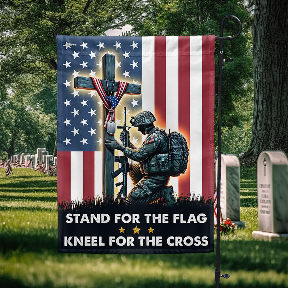 Stand For The Flag Kneel For The Cross – Patriotic Christian Flag for 4th of july & Memorial Displays