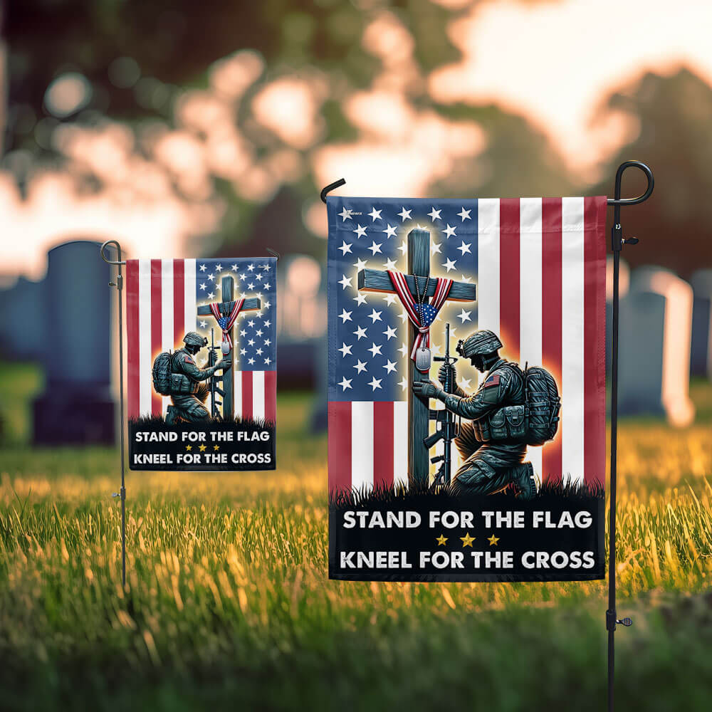 Stand For The Flag Kneel For The Cross – Patriotic Christian Flag for 4th of july & Memorial Displays