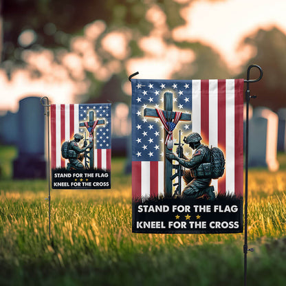 Stand For The Flag Kneel For The Cross – Patriotic Christian Flag for 4th of july & Memorial Displays