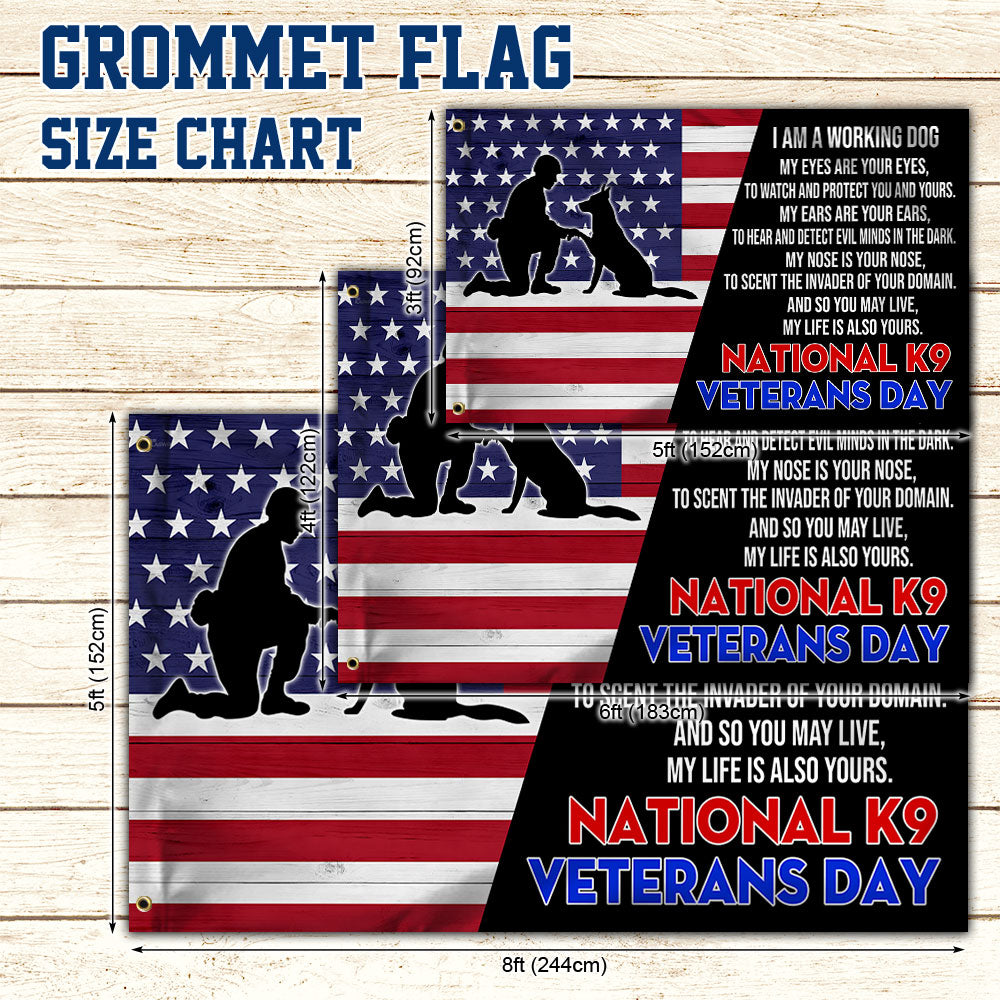 National K9 Veterans Day German Shepherd Grommet Flag QNH12GF