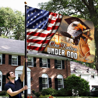 Patriotic Eagle American Flag One Nation Under God Grommet Flag MLN192GF