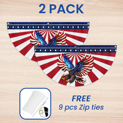 Flagwix American Flag - Patriotic Eagle American Non-Pleated Fan Flag MLN3061FL