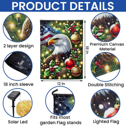 Bald Eagle Christmas American Solar LED Garden Flag MLN4521SF