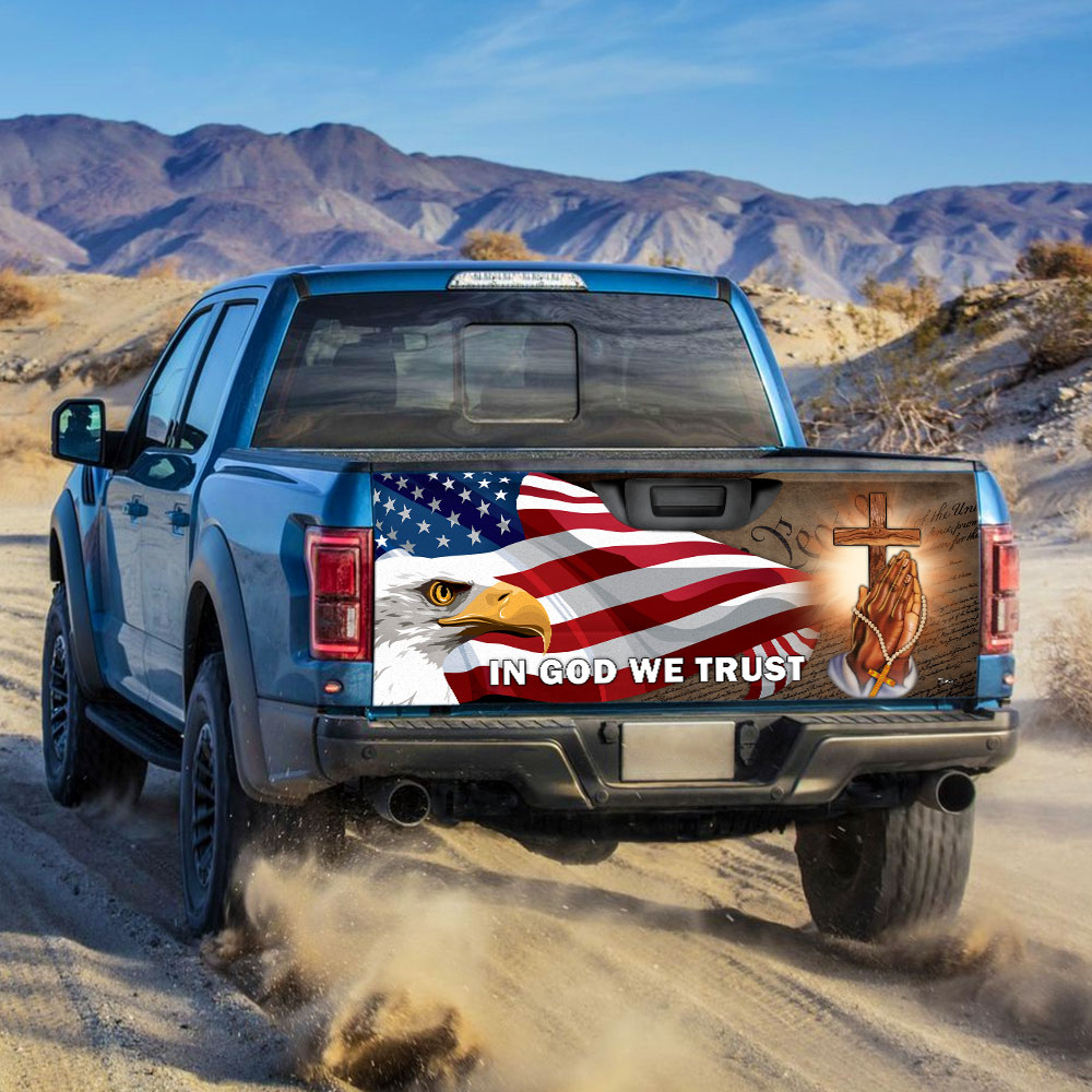 American Eagle In God We Trust Truck Tailgate Decal MBH155TD